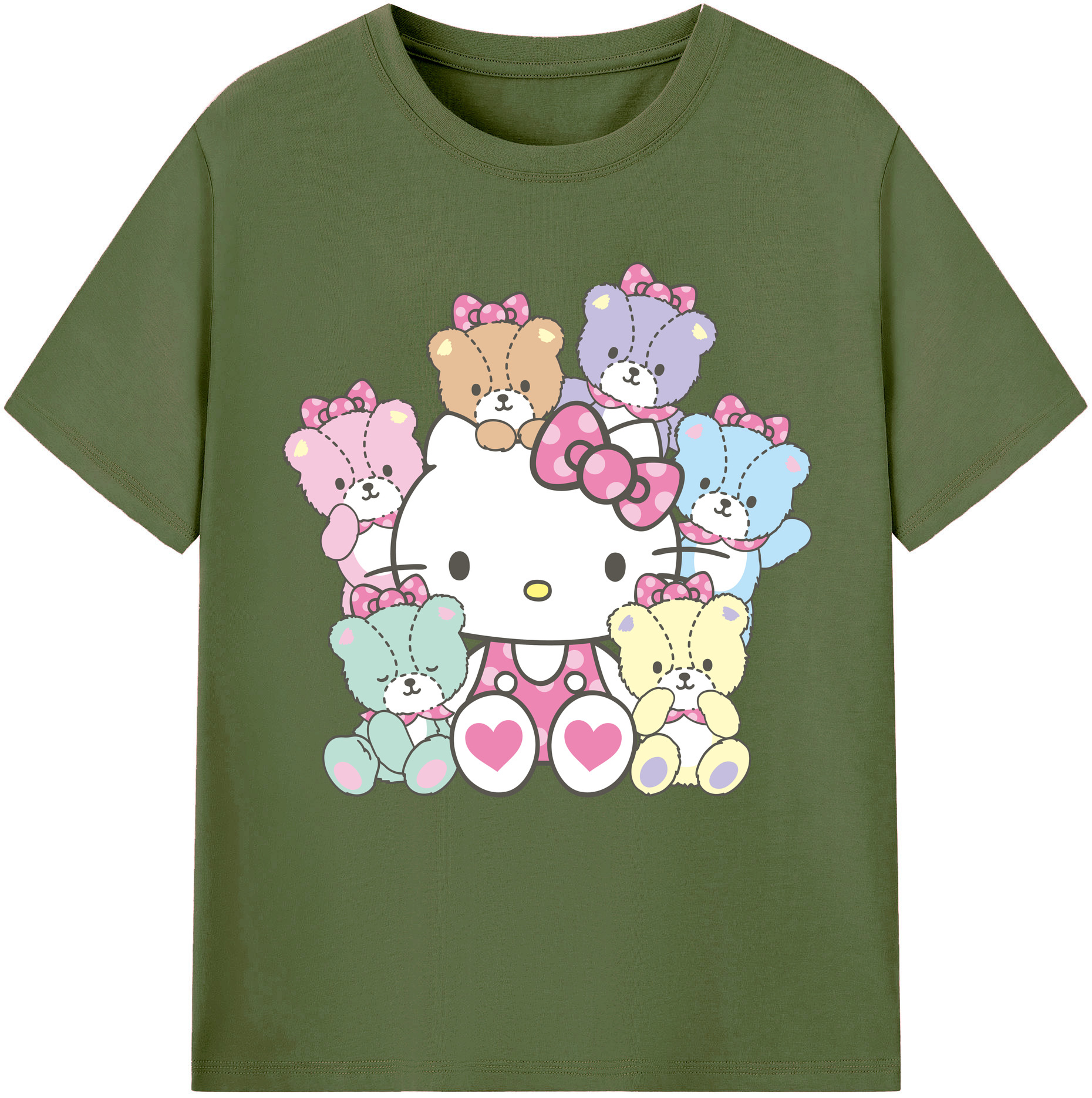 （画像用） Hello Kitty ハローキティ 綿100％半袖Tシャツ（フロントプリント）